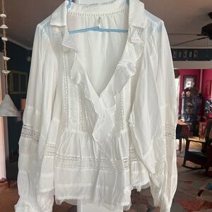 Anthropologie Lace Detail Peasant Blouse